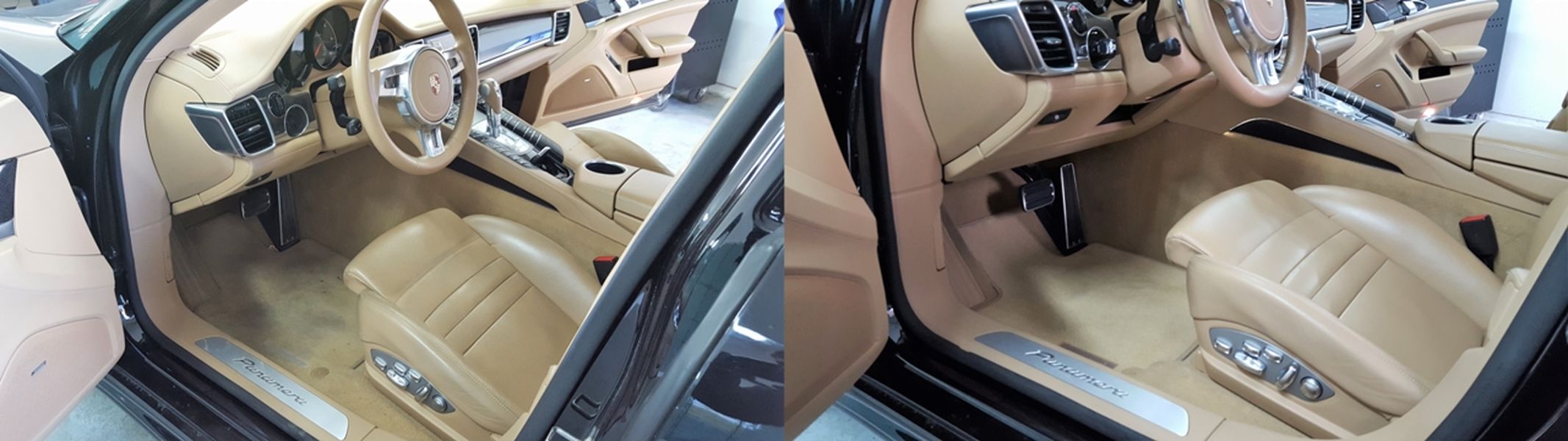 Wnętrze samochodu przed i po